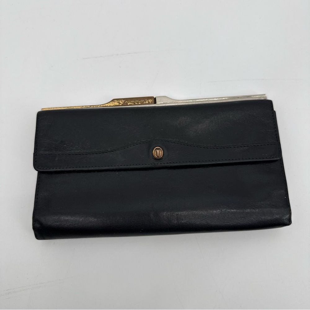 Gold Pfeil Sport Genuine Leather Wallet Black Made in Germany Vintage - Picture 2 of 14